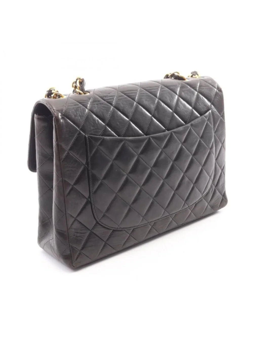 Chanel Shoulder Bag Maxi Quilted 30 Single Flap Black Lambskin Chain